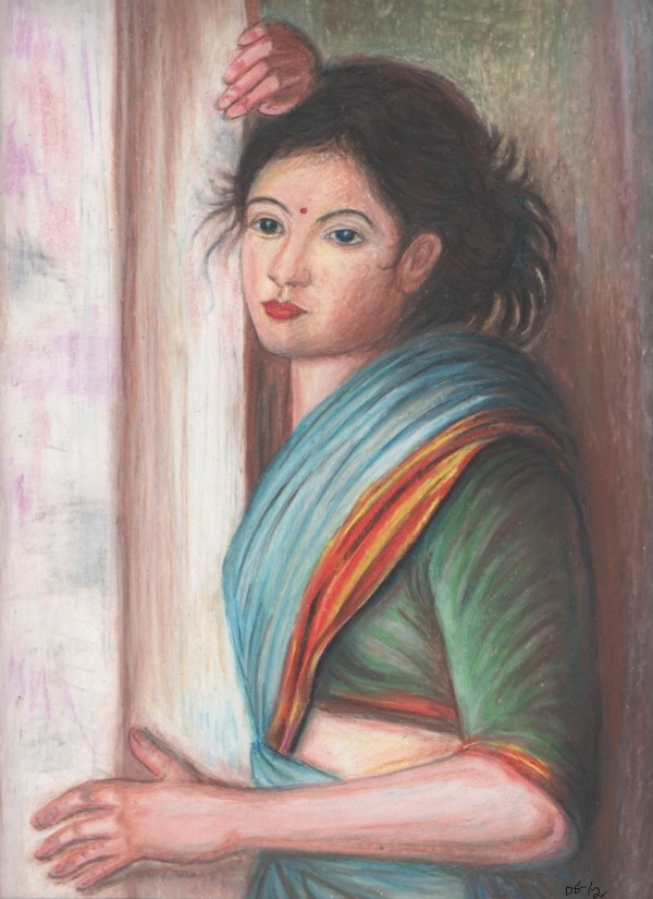 Oil Pastel Painting  of Indian Women