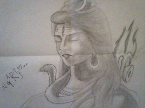 Lord Shiva Pencil Sketch - DesiPainters.com