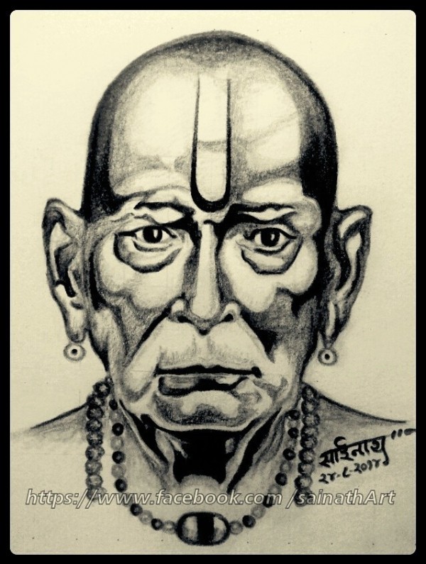Pencil Sketch Of Shree Swami Samarth - DesiPainters.com