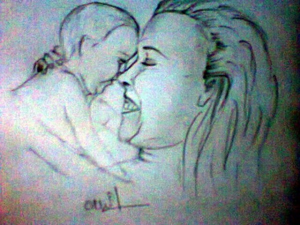Mother Love Pencil Sketch - DesiPainters.com