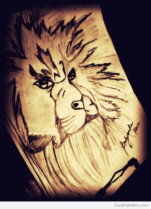 Pencil Sketch Of Lion – The King - DesiPainters.com