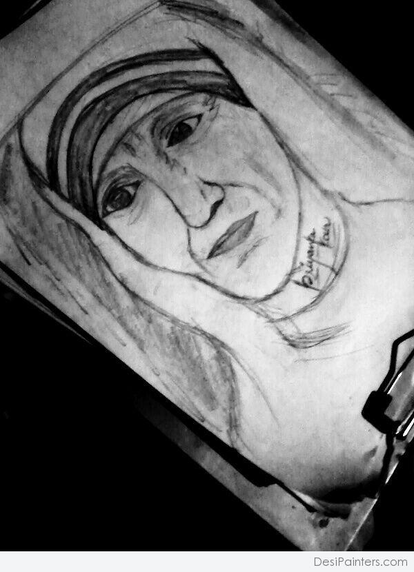Pencil Sketch of Mother Teresa By Priyanka kour - DesiPainters.com