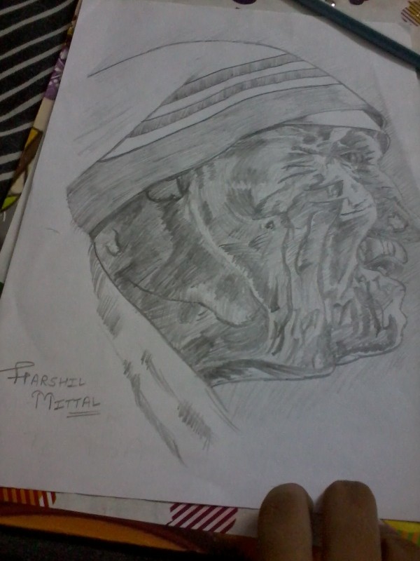Pencil Sketch Of Mother Teresa By Harshil Mittal