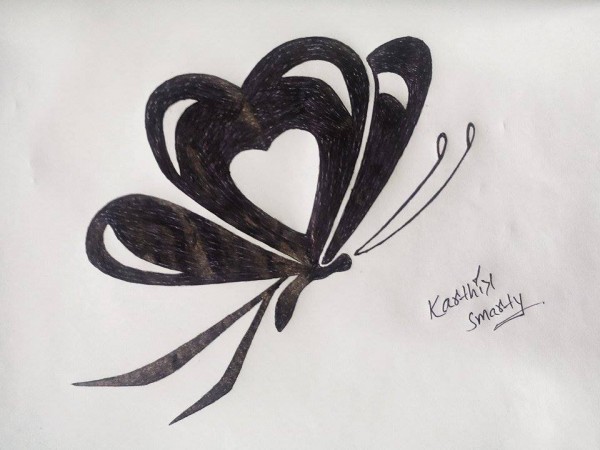 Pencil Sketch Of Love Butterfly By Karthik Smarty - DesiPainters.com