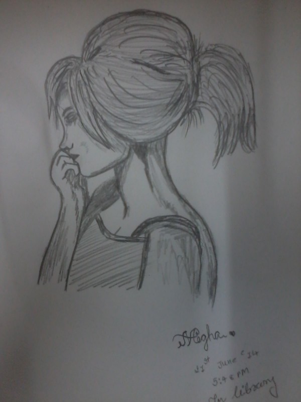 Pencil Sketch Of A Girl By Megha