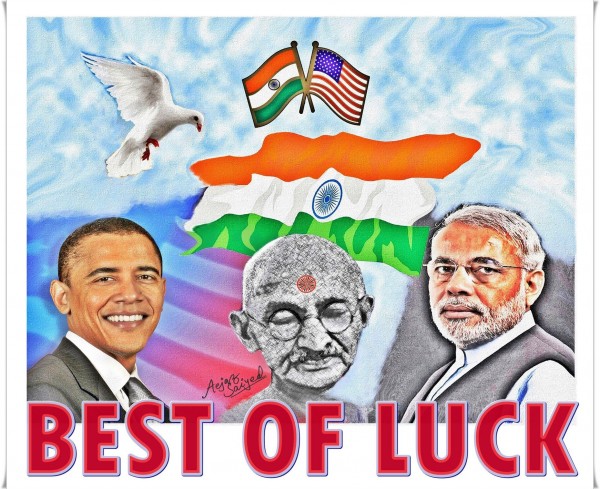 Digital Painting Of Narendra Modi And Barack Obama - DesiPainters.com
