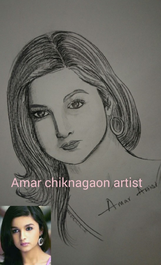 Pencil Sketch Of Alia Bhatt - DesiPainters.com