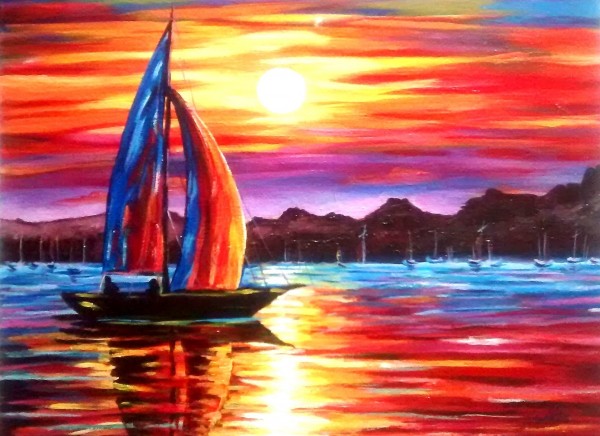 Oil Painting Of Sunset - DesiPainters.com