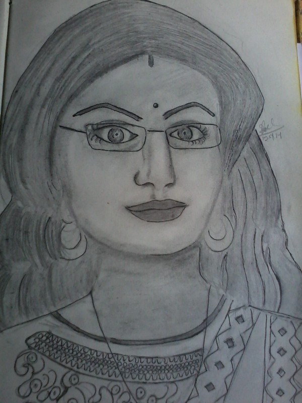 Pencil Sketch Of Shriti Jha - DesiPainters.com