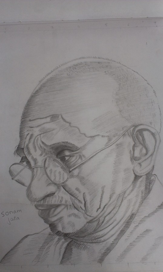 Pencil Sketch Of Mahatma Gandhi - DesiPainters.com