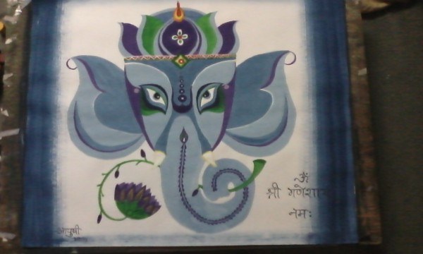 Watercolor Painting Of Lord Ganesh - DesiPainters.com