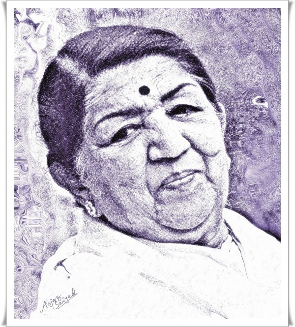 Digital Painting Of Lata Mangeskar - DesiPainters.com