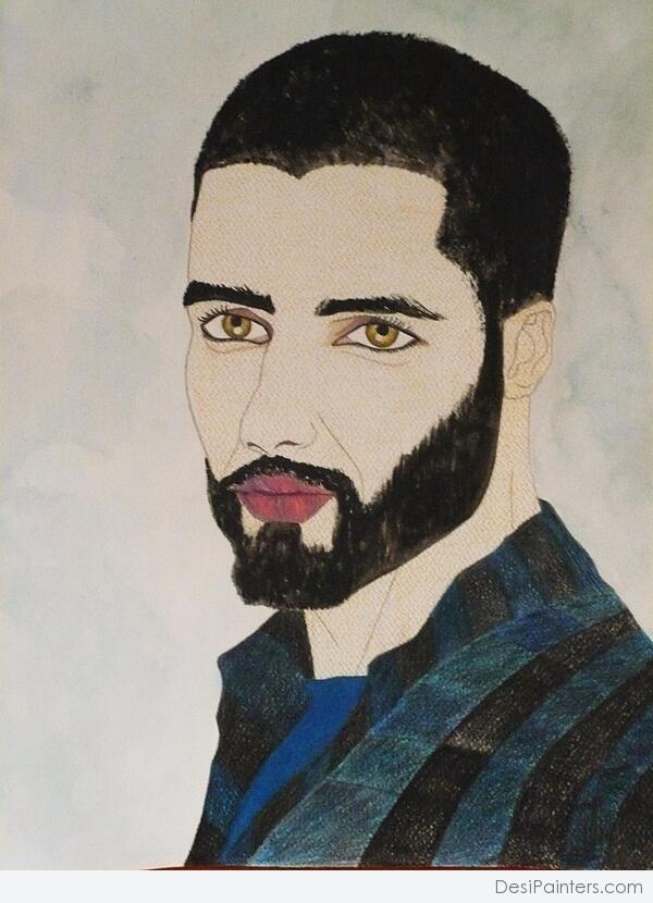 Mixed Painting Of Shahid Kapoor As Haider - DesiPainters.com