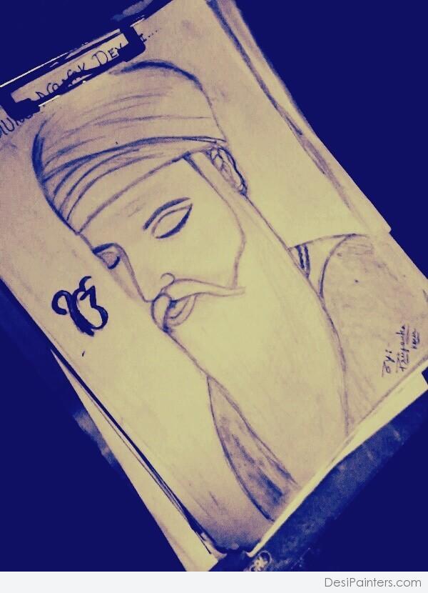 Pencil Sketch Of Shri Guru Nanak Dev Ji 