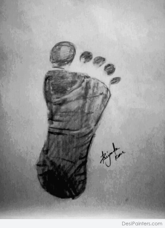 Pencil Sketch Of A Foot - DesiPainters.com