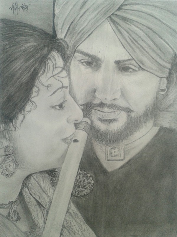 Beautiful Pencil Sketch Of Gurdas Maan Ji - DesiPainters.com