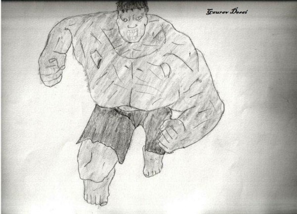 Pencil Sketch Of Hulk - DesiPainters.com