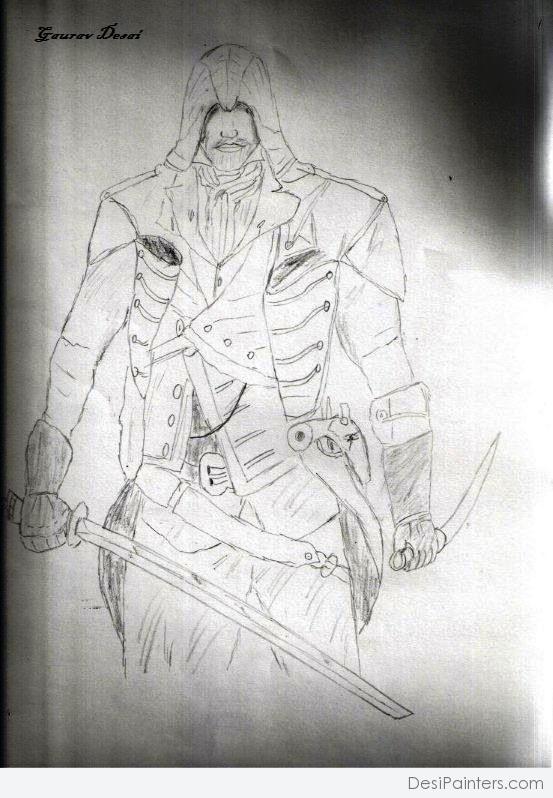 Pencil Sketch Of Warrior - DesiPainters.com