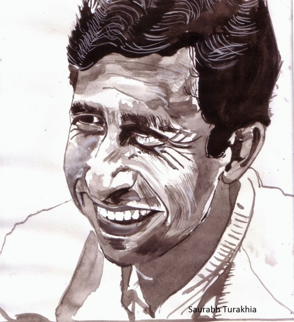 Watercolor Painting Of Actor Naseeruddin Shah - DesiPainters.com