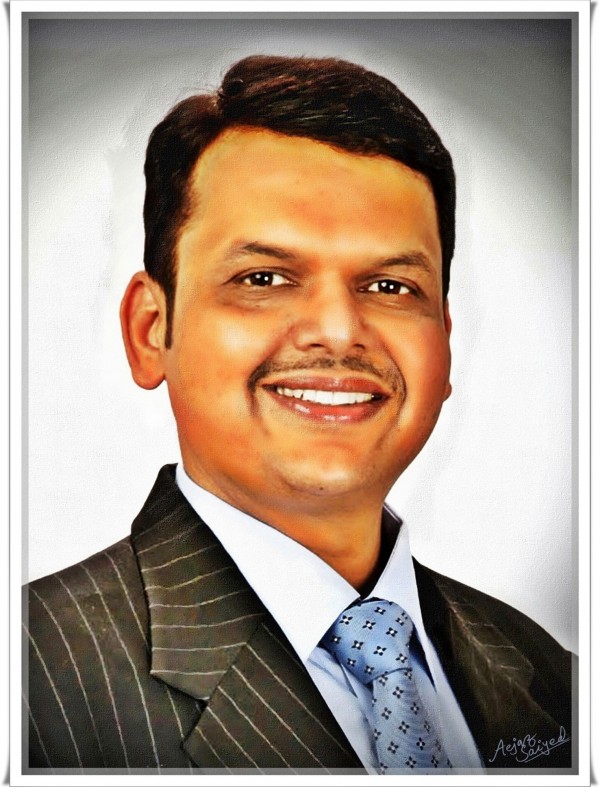 Digital Painting Of Devendra Fadnavis - DesiPainters.com