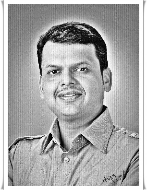 Digital Painting Of CM Devendra Fadnavis - DesiPainters.com