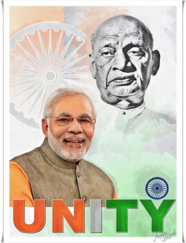 Digital Painting Of Sardar Vallabh Bhai Patel And Narendra Modi