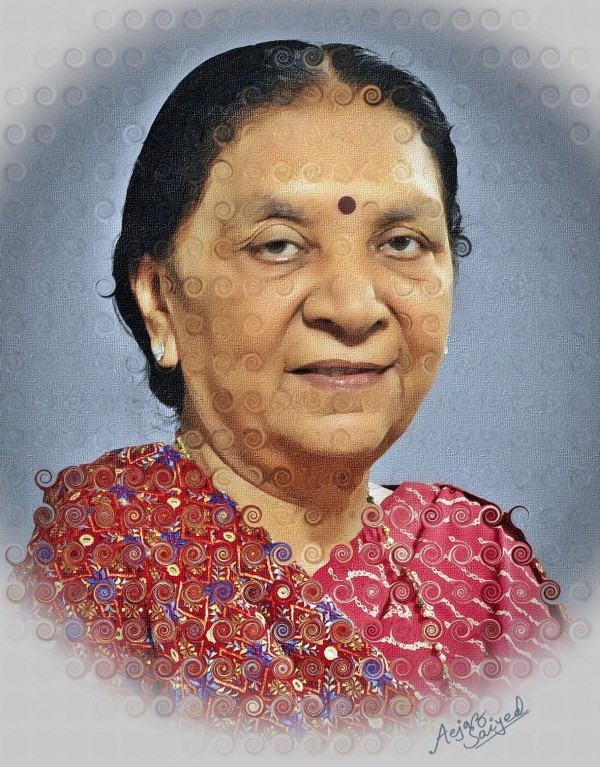 Digital Painting Of Anandiben Patel - DesiPainters.com