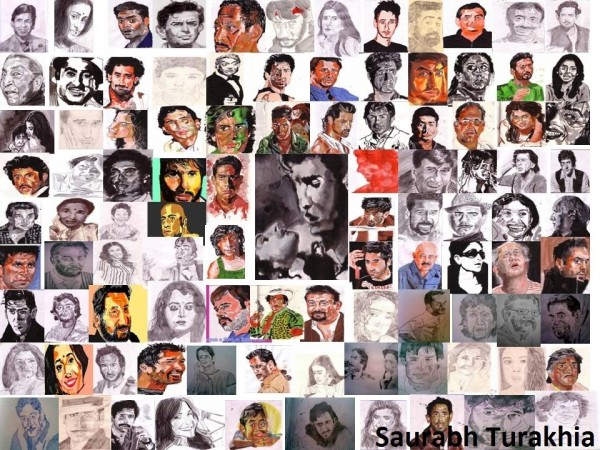 Mixed Painting Of 100 years of Indian cinema with 100 celebrities - DesiPainters.com