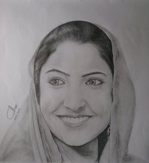 Pencil Sketch Portrait Of Anushkha Sharma - DesiPainters.com