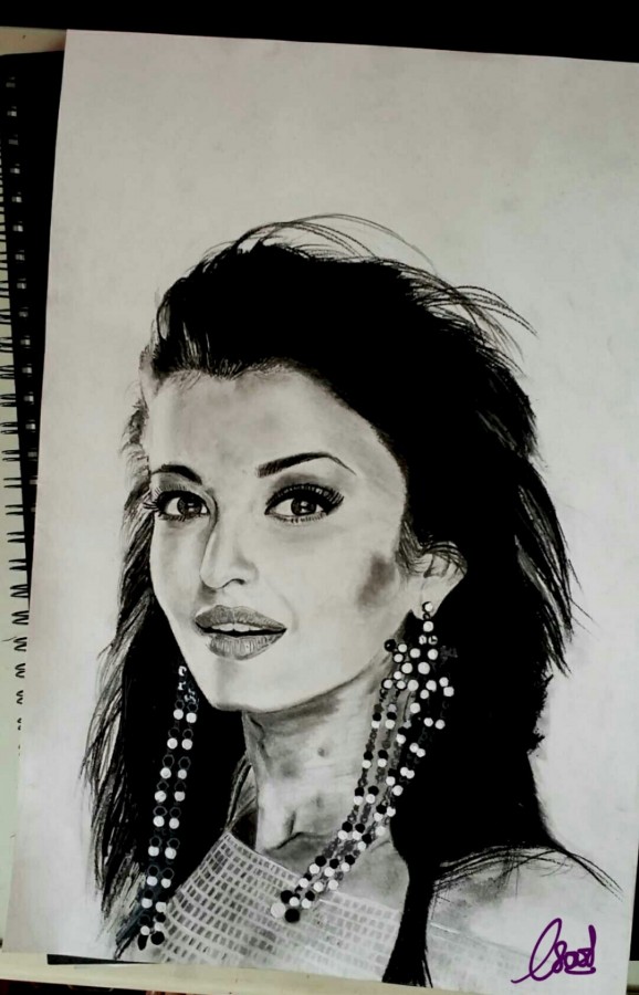 Mixed Painting Of Aishwarya Rai Bachchan - DesiPainters.com