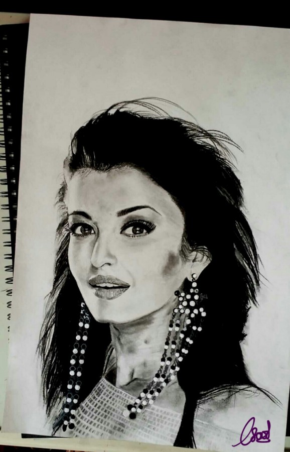 Mixed Painting Of Aishwarya Rai Bachchan 