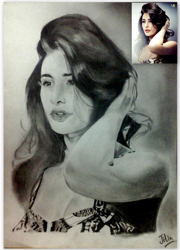 Marvelous Pencil Sketch Of Actress Nargis Fakhri - DesiPainters.com