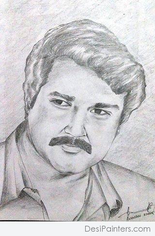 Mohanlal Pencil Drawing by Anandhu Kovoor - DesiPainters.com