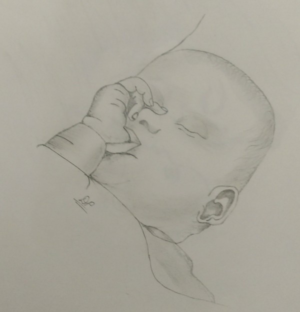 Pencil Sketch Of A Sleeping Baby - DesiPainters.com