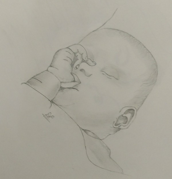 Pencil Sketch Of A Sleeping Baby