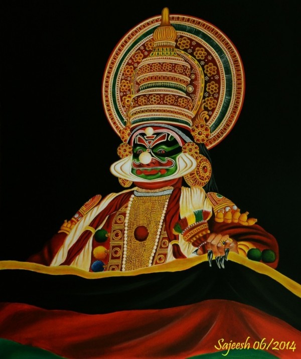 Acrylic Painting Of Kathakali - DesiPainters.com