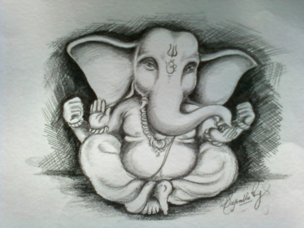 Pencil Sketch of Lord Ganesha - DesiPainters.com