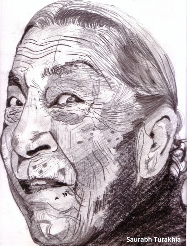 Pencil Sketch Of Actress Zohra Sehgal - DesiPainters.com