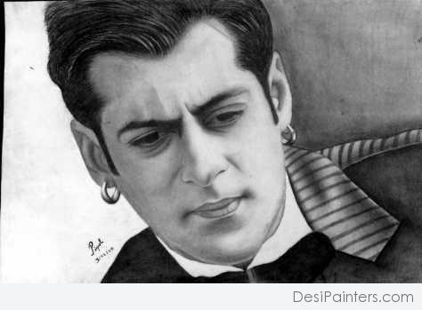 Pencil Sketch Of Actor Salman Khan - DesiPainters.com