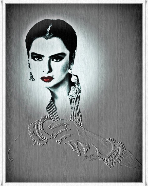 Digital Painting Of Actress Rekha - DesiPainters.com