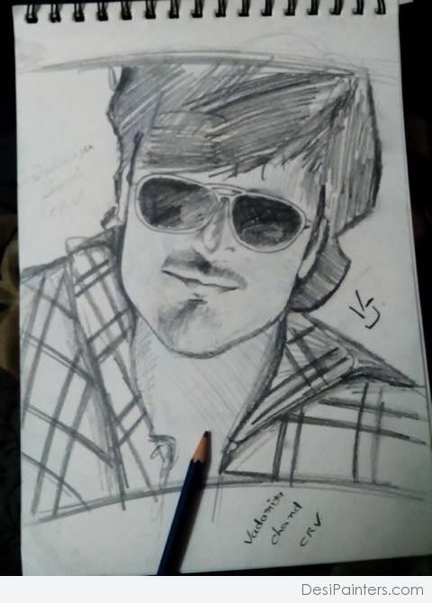 Pencil Sketch Of Actor Vidyut Jamwal - DesiPainters.com