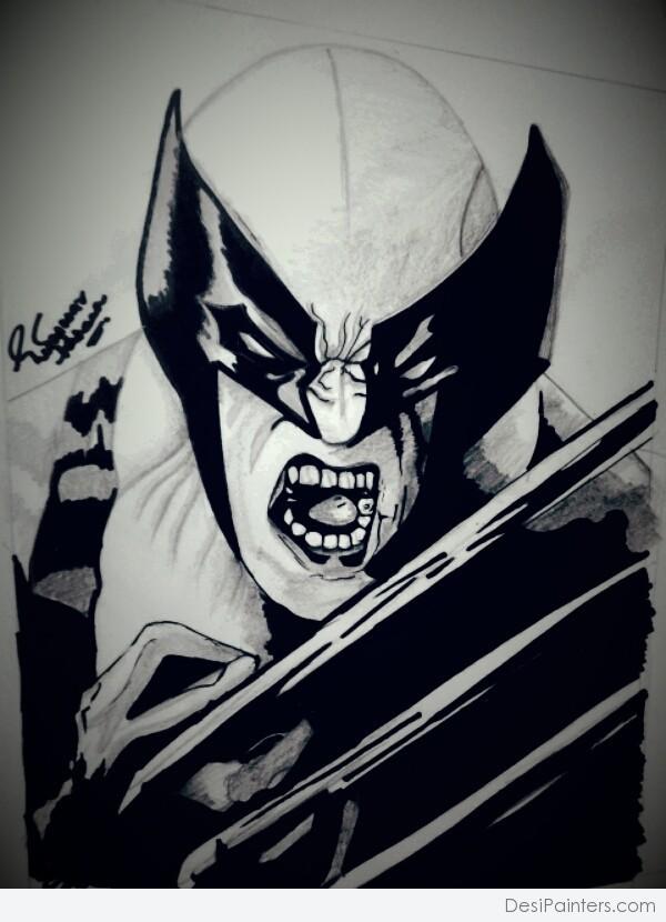 Mixed Painting Of Wolverine By Ghummar Shaheen - DesiPainters.com