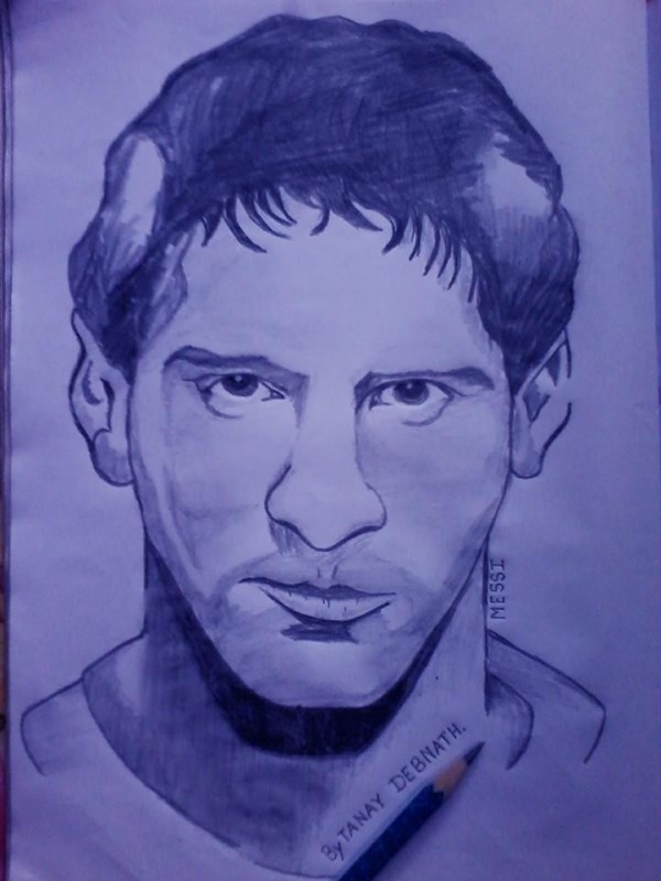 Pencil Sketch Of Footballer Messi - DesiPainters.com