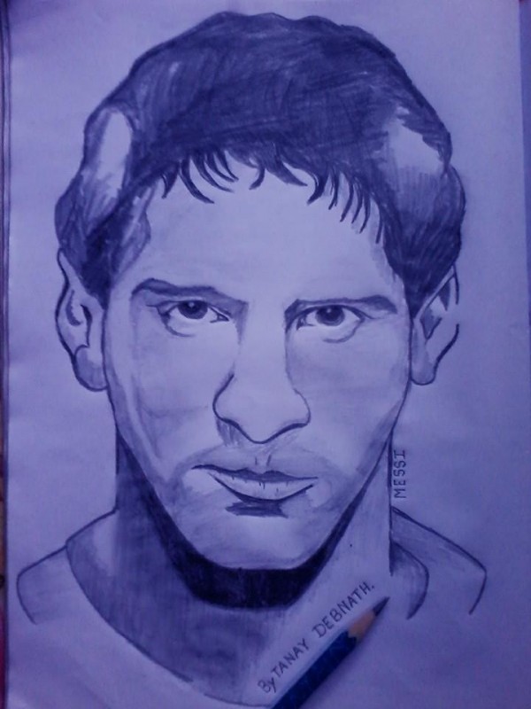 Pencil Sketch Of Footballer Messi