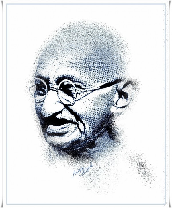 Digital Painting Of Mahatma Gandhi