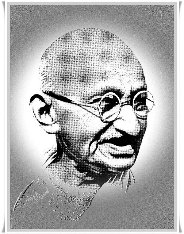 Digital Painting Of Mahatma Gandhi