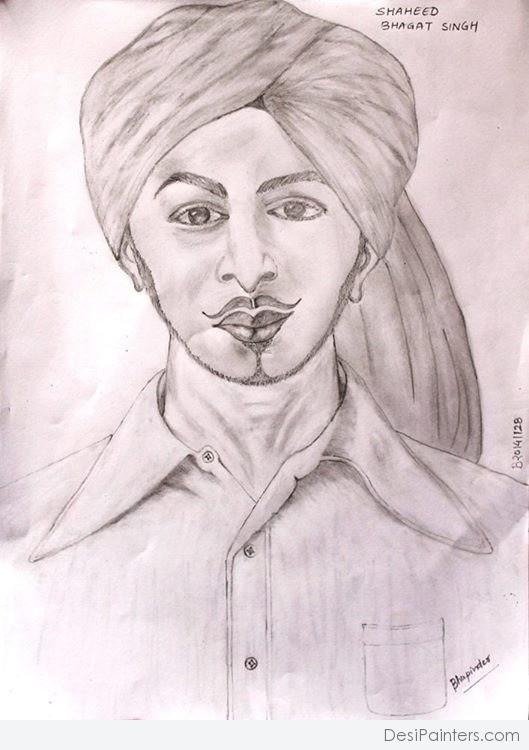 Pencil Sketch Of Great freedom fighter “Shaheed Bhagat Singh” - Desi ...