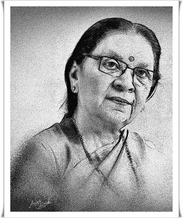 Digital Painting Of Anandiben Patel,Chief Minister Of Gujarat