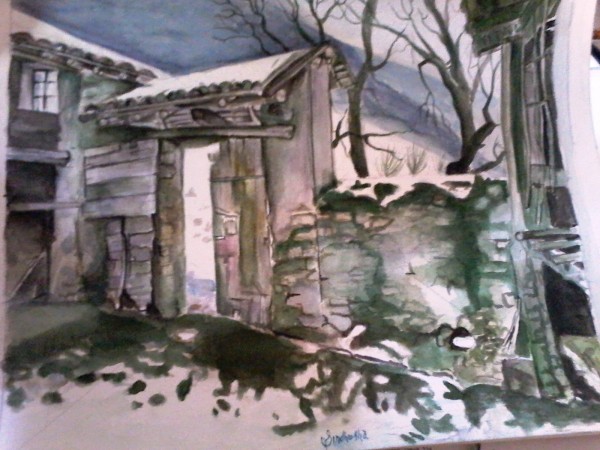 Watercolor Painting Of Landscape 