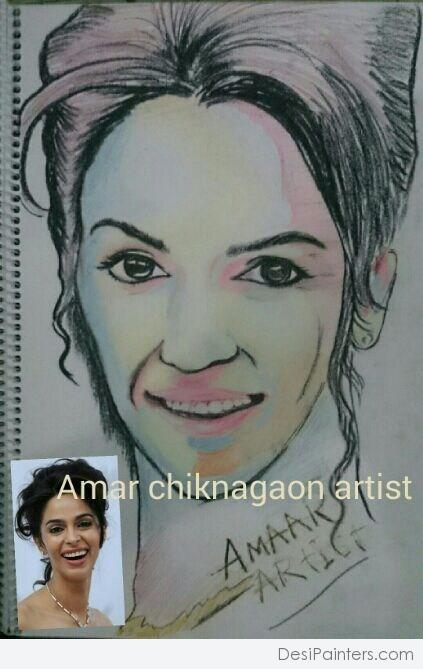 Pencil Sketch of Mallika Sherawat - DesiPainters.com